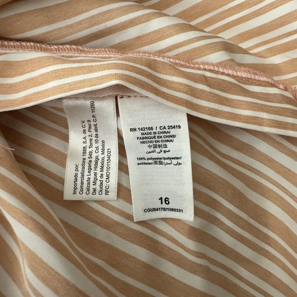 Habitual Dress Girls 16 Blush Pink White Striped Bow Asymmetric‎ Party Dance